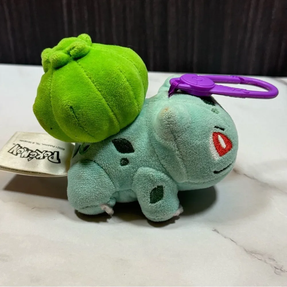 Pokemon Bulbasaur Plush Keychain with Purple Clip